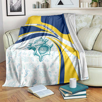 Turks and Caicos Islands Blanket with Sea Shell Graphic and Yellow Blue Wave Design - Wonder Print Shop