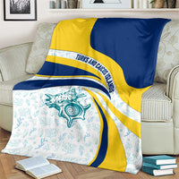 Turks and Caicos Islands Blanket with Sea Shell Graphic and Yellow Blue Wave Design - Wonder Print Shop