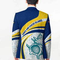 Turks and Caicos Islands Blazer with Sea Shell Graphic and Yellow Blue Wave Design - Wonder Print Shop