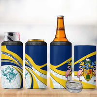 Turks and Caicos Islands 4 in 1 Can Cooler Tumbler with Sea Shell Graphic and Yellow Blue Wave Design - Wonder Print Shop