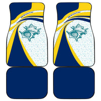 Turks and Caicos Islands Car Mats with Sea Shell Graphic and Yellow Blue Wave Design - Wonder Print Shop