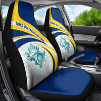 Turks and Caicos Islands Car Seat Cover with Sea Shell Graphic and Yellow Blue Wave Design - Wonder Print Shop