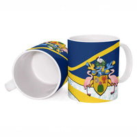 Turks and Caicos Islands Ceramic Mug with Sea Shell Graphic and Yellow Blue Wave Design - Wonder Print Shop