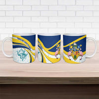 Turks and Caicos Islands Ceramic Mug with Sea Shell Graphic and Yellow Blue Wave Design - Wonder Print Shop