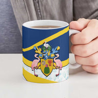 Turks and Caicos Islands Ceramic Mug with Sea Shell Graphic and Yellow Blue Wave Design - Wonder Print Shop