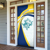 Turks and Caicos Islands Door Cover with Sea Shell Graphic and Yellow Blue Wave Design - Wonder Print Shop
