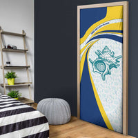 Turks and Caicos Islands Door Cover with Sea Shell Graphic and Yellow Blue Wave Design - Wonder Print Shop