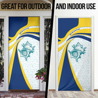 Turks and Caicos Islands Door Cover with Sea Shell Graphic and Yellow Blue Wave Design - Wonder Print Shop