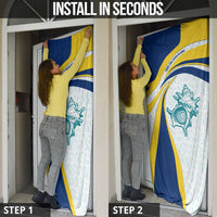 Turks and Caicos Islands Door Cover with Sea Shell Graphic and Yellow Blue Wave Design - Wonder Print Shop