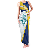 Turks and Caicos Islands Family Matching Tank Maxi Dress and Hawaiian Shirt with Sea Shell Graphic and Yellow Blue Wave Design - Wonder Print Shop