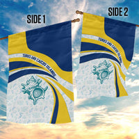 Turks and Caicos Islands Garden Flag with Sea Shell Graphic and Yellow Blue Wave Design - Wonder Print Shop