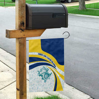 Turks and Caicos Islands Garden Flag with Sea Shell Graphic and Yellow Blue Wave Design - Wonder Print Shop