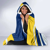 Turks and Caicos Islands Hooded Blanket with Sea Shell Graphic and Yellow Blue Wave Design - Wonder Print Shop