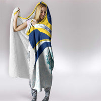 Turks and Caicos Islands Hooded Blanket with Sea Shell Graphic and Yellow Blue Wave Design - Wonder Print Shop
