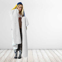 Turks and Caicos Islands Hooded Blanket with Sea Shell Graphic and Yellow Blue Wave Design - Wonder Print Shop