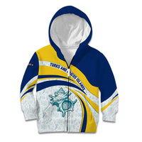 Turks and Caicos Islands Kid Hoodie with Sea Shell Graphic and Yellow Blue Wave Design - Wonder Print Shop