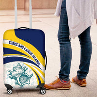 Turks and Caicos Islands Luggage Cover with Sea Shell Graphic and Yellow Blue Wave Design - Wonder Print Shop