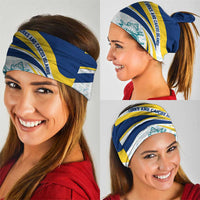 Turks and Caicos Islands Neck Gaiter with Sea Shell Graphic and Yellow Blue Wave Design - Wonder Print Shop