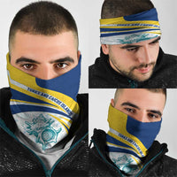 Turks and Caicos Islands Neck Gaiter with Sea Shell Graphic and Yellow Blue Wave Design - Wonder Print Shop