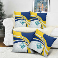 Turks and Caicos Islands Pillow Cover with Sea Shell Graphic and Yellow Blue Wave Design - Wonder Print Shop