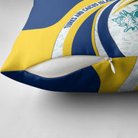 Turks and Caicos Islands Pillow Cover with Sea Shell Graphic and Yellow Blue Wave Design - Wonder Print Shop