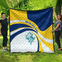 Turks and Caicos Islands Quilt with Sea Shell Graphic and Yellow Blue Wave Design - Wonder Print Shop