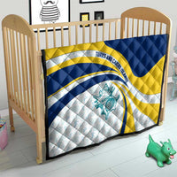 Turks and Caicos Islands Quilt with Sea Shell Graphic and Yellow Blue Wave Design - Wonder Print Shop