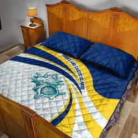 Turks and Caicos Islands Quilt Bed Set with Sea Shell Graphic and Yellow Blue Wave Design - Wonder Print Shop