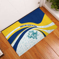 Turks and Caicos Islands Rubber Doormat with Sea Shell Graphic and Yellow Blue Wave Design - Wonder Print Shop
