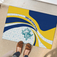 Turks and Caicos Islands Rubber Doormat with Sea Shell Graphic and Yellow Blue Wave Design - Wonder Print Shop