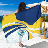 Turks and Caicos Islands Sarong with Sea Shell Graphic and Yellow Blue Wave Design - Wonder Print Shop