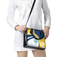 Turks and Caicos Islands Shoulder Handbag with Sea Shell Graphic and Yellow Blue Wave Design - Wonder Print Shop