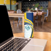 Turks and Caicos Islands Skinny Tumbler with Sea Shell Graphic and Yellow Blue Wave Design - Wonder Print Shop