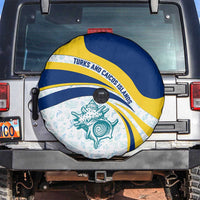 Turks and Caicos Islands Spare Tire Cover with Sea Shell Graphic and Yellow Blue Wave Design - Wonder Print Shop