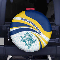 Turks and Caicos Islands Spare Tire Cover with Sea Shell Graphic and Yellow Blue Wave Design - Wonder Print Shop