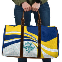 Turks and Caicos Islands Travel Bag with Sea Shell Graphic and Yellow Blue Wave Design - Wonder Print Shop