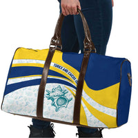 Turks and Caicos Islands Travel Bag with Sea Shell Graphic and Yellow Blue Wave Design - Wonder Print Shop
