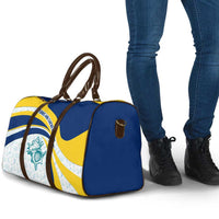 Turks and Caicos Islands Travel Bag with Sea Shell Graphic and Yellow Blue Wave Design - Wonder Print Shop