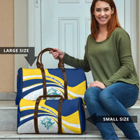 Turks and Caicos Islands Travel Bag with Sea Shell Graphic and Yellow Blue Wave Design - Wonder Print Shop
