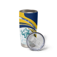 Turks and Caicos Islands Tumbler Cup with Sea Shell Graphic and Yellow Blue Wave Design - Wonder Print Shop