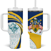Turks and Caicos Islands Tumbler With Handle with Sea Shell Graphic and Yellow Blue Wave Design - Wonder Print Shop