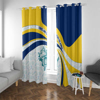 Turks and Caicos Islands Window Curtain with Sea Shell Graphic and Yellow Blue Wave Design - Wonder Print Shop