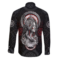Viking Shieldmaiden Family Matching Long Sleeve Bodycon Dress and Hawaiian Shirt with Viking Compass Vegvisir - Wonder Print Shop