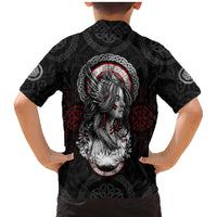 Viking Shieldmaiden Family Matching Mermaid Dress and Hawaiian Shirt with Viking Compass Vegvisir - Wonder Print Shop
