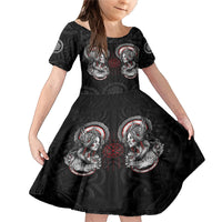 Viking Shieldmaiden Family Matching Mermaid Dress and Hawaiian Shirt with Viking Compass Vegvisir - Wonder Print Shop