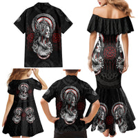 Viking Shieldmaiden Family Matching Mermaid Dress and Hawaiian Shirt with Viking Compass Vegvisir - Wonder Print Shop