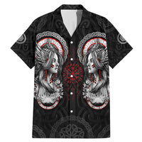 Viking Shieldmaiden Family Matching Mermaid Dress and Hawaiian Shirt with Viking Compass Vegvisir - Wonder Print Shop