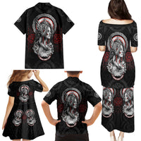 Viking Shieldmaiden Family Matching Puletasi Dress and Hawaiian Shirt with Viking Compass Vegvisir - Wonder Print Shop