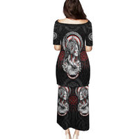 Viking Shieldmaiden Family Matching Puletasi Dress and Hawaiian Shirt with Viking Compass Vegvisir - Wonder Print Shop