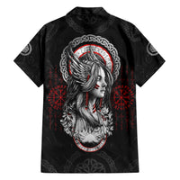 Viking Shieldmaiden Family Matching Short Sleeve Bodycon Dress and Hawaiian Shirt with Viking Compass Vegvisir - Wonder Print Shop